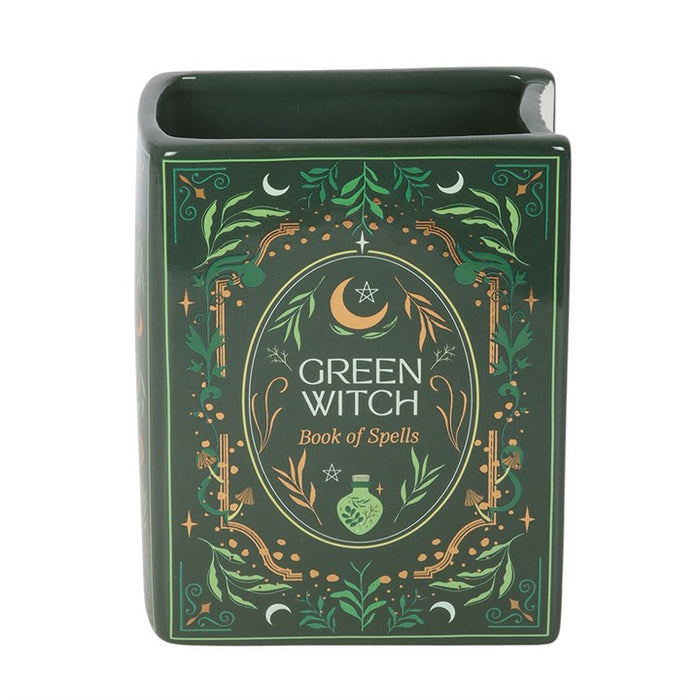 Green Witch Book Shaped Vase
