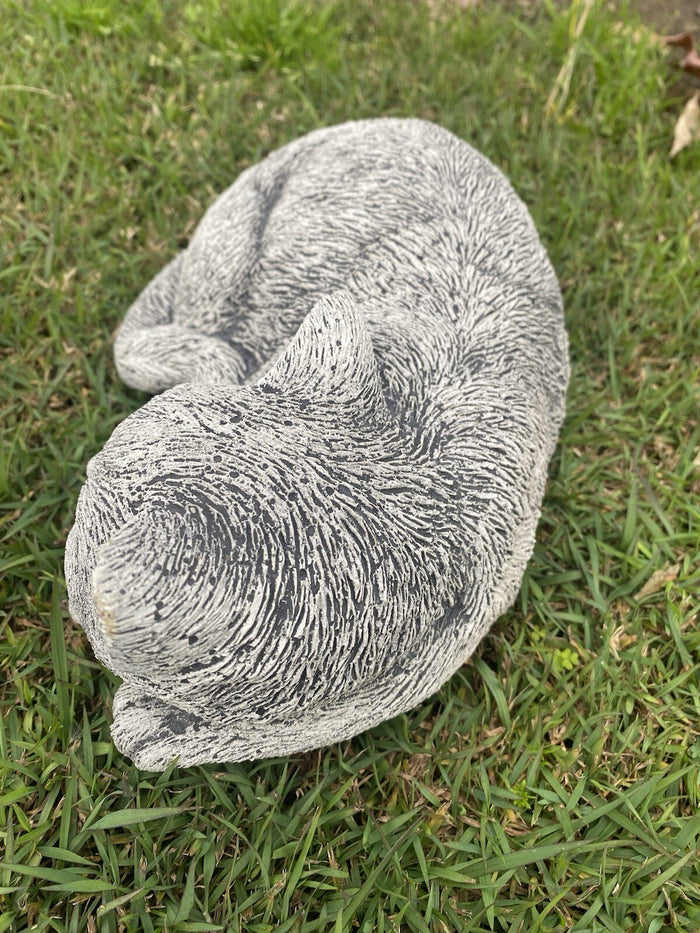 Grey Cat Statue Memorial Sleeping Kitten Animal Concrete Australian Made