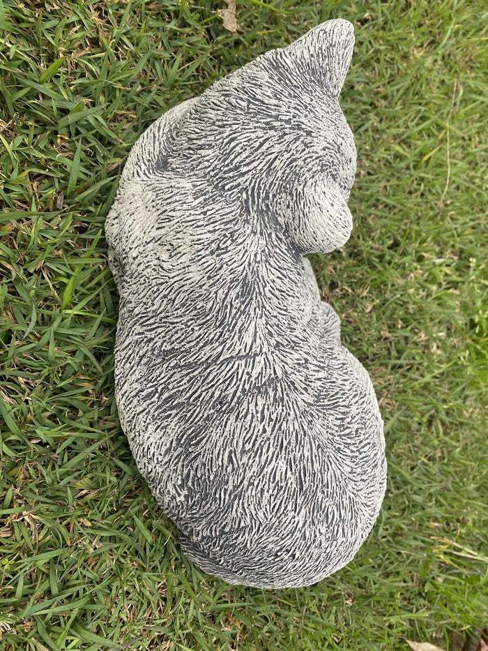 Grey Cat Statue Memorial Sleeping Kitten Animal Concrete Australian Made