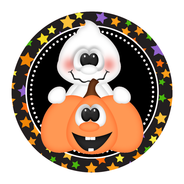 H002 Ghost - Pumpkin Sign, Halloween Sign, Wreath Sign, Wreath Center, Wreath Attachment