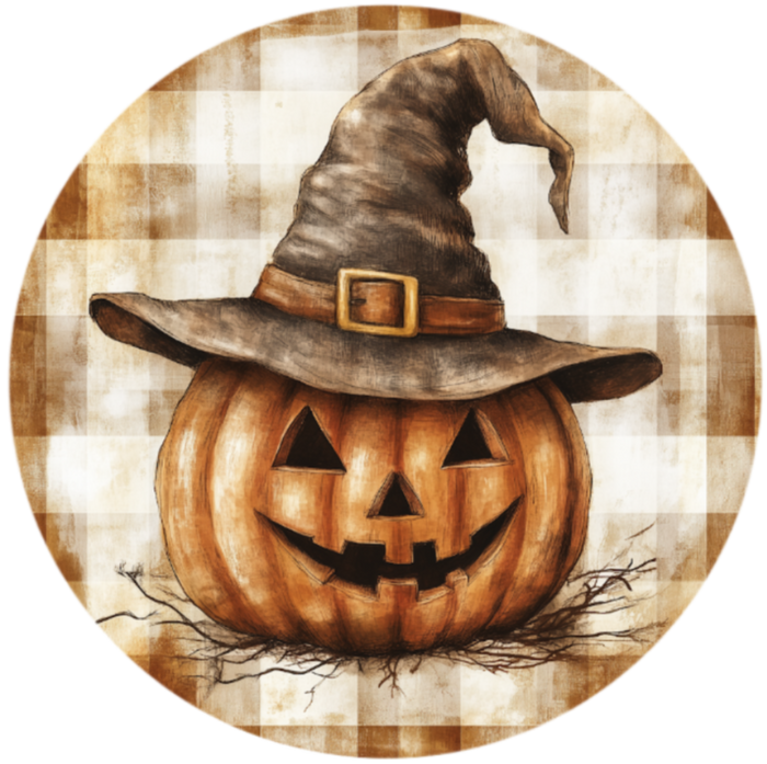 H124 Rustic Jack' O Lantern.  Halloween Sign, Metal Sign, Wreath Sign