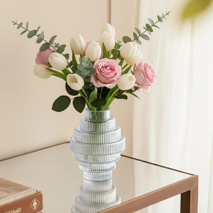 Halos of Grey - Glass Art Deco Vase Set of 2