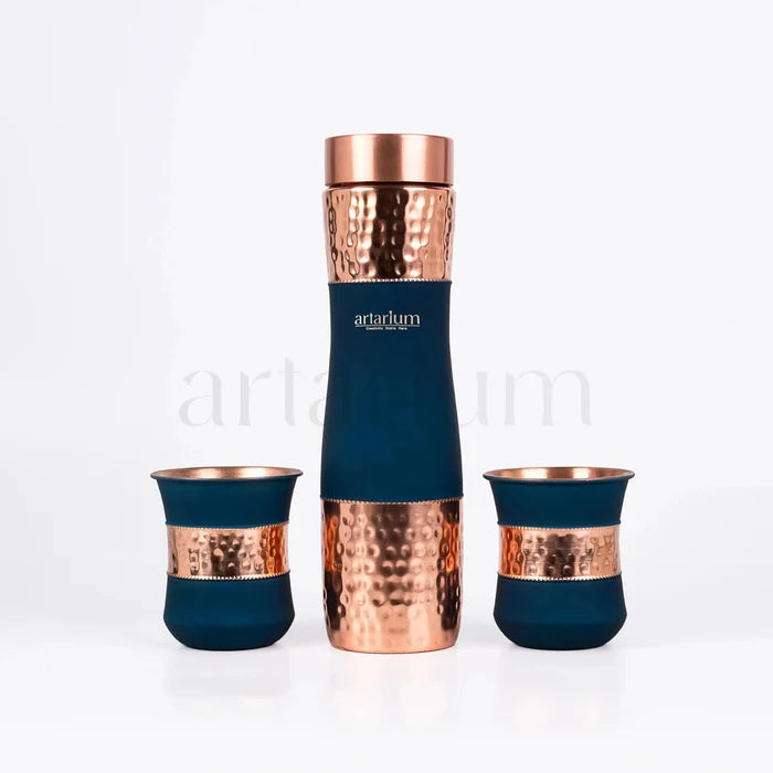 Hammered Copper Bottle in Cups Artarium