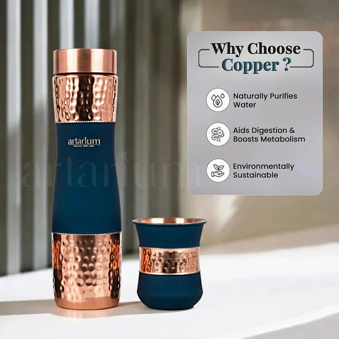 Hammered Copper Bottle in Cups Artarium
