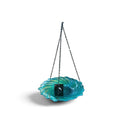 22nice4me Garden Statues hanging glass bird feeder with a blue and green swirled bowl and sturdy metal chain