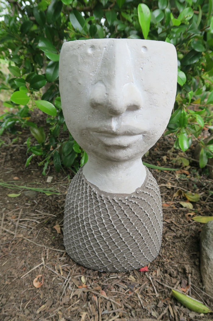 HEAD POT PLANT PLANTER WITH MESH LOOK SUCCULENT GARDEN FEATURE SET OF 2 LARGE