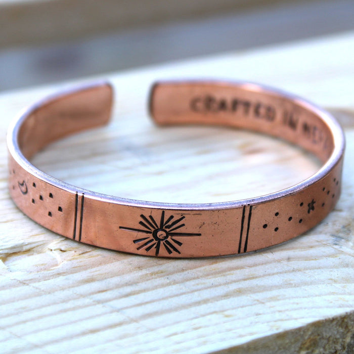 Inspiration Bracelet - Copper Sunrise, Galaxy, Stars, Earth