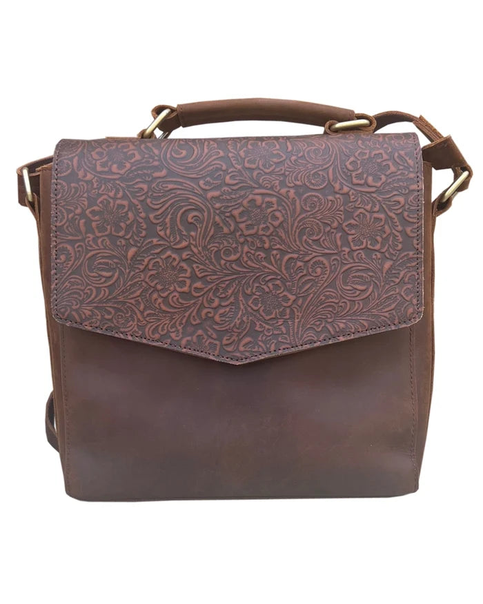 Isolde Tooled Leather Crossbody Satchel