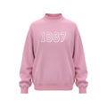 Pink Kappa Delta Chi mock neck sweatshirt with 1987 embroidery