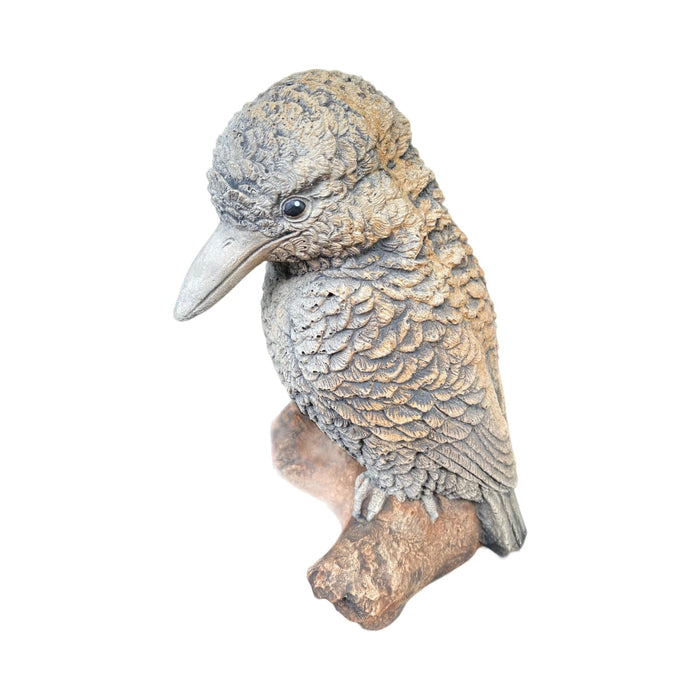 22nice4me Garden Statues hand-painted concrete kookaburra bird ornament perched on a log with a realistic matt finish