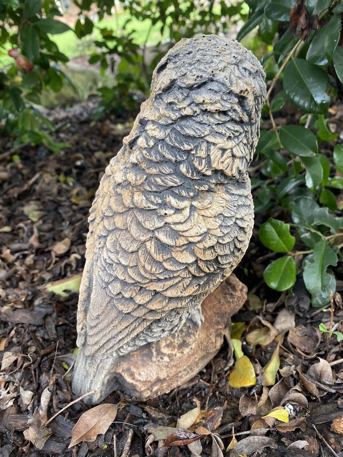 22nice4me Garden Statues concrete kookaburra bird ornament with a textured matt finish perched on a log