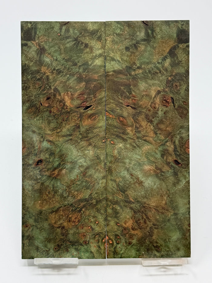 KS-101: Knife Scales - Green Dyed Stabilized Maple Burl
