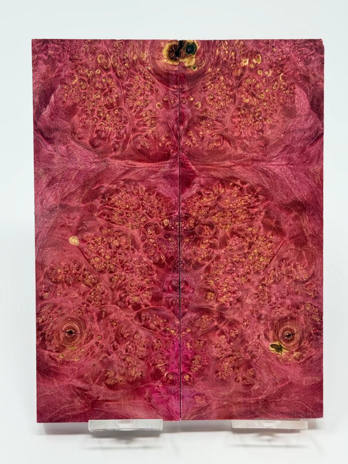 KS-104: Knife Scales - Pink Dyed Stabilized Box Elder Burl