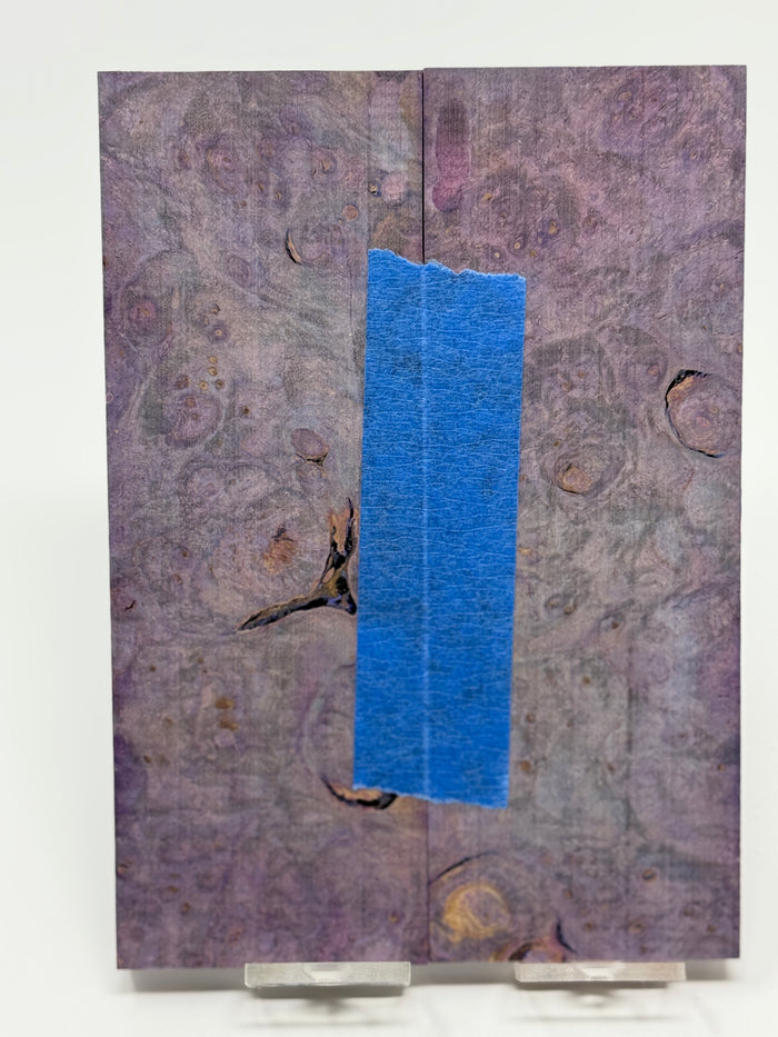 KS-108: Knife Scales - Purple Dyed Stabilized Maple Burl