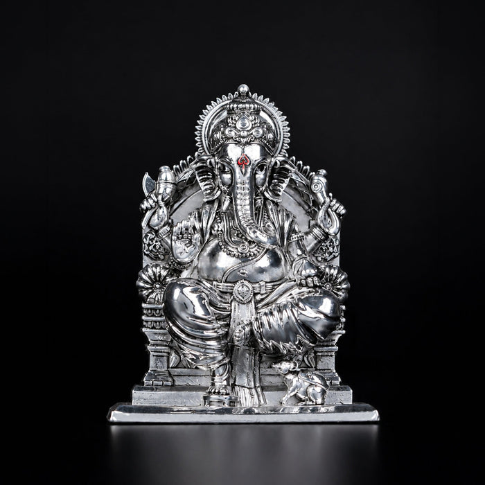 Lalitasana Ganesha Silver Plated Idol