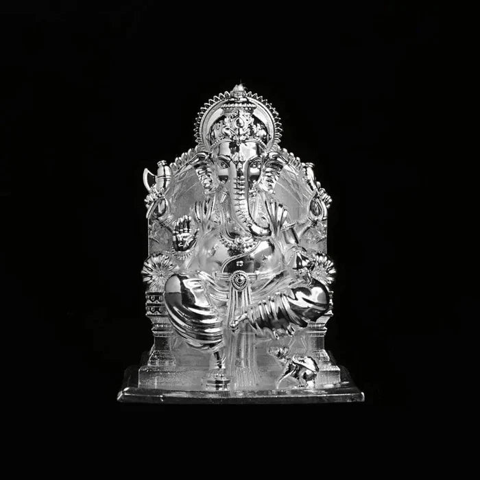 Lalitasana Ganesha Silver Plated Idol