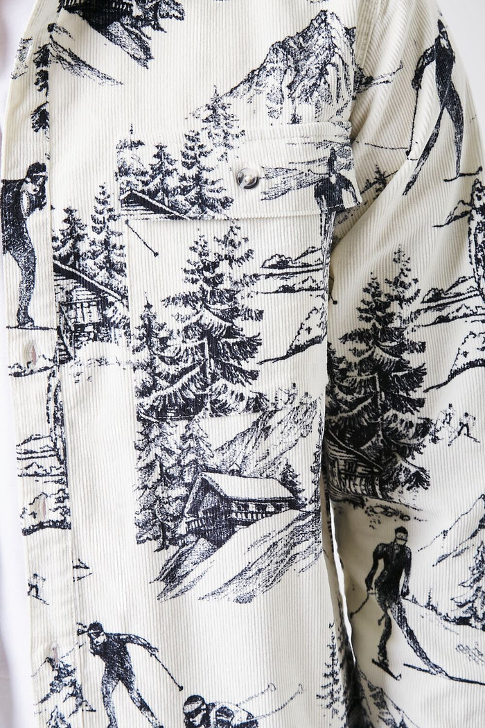 Landscape Print Corduroy Shirt