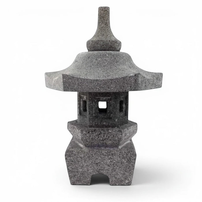 22nice4me Garden Statues 45cm handcrafted grey larva stone Japanese pagoda lantern for Zen garden decor