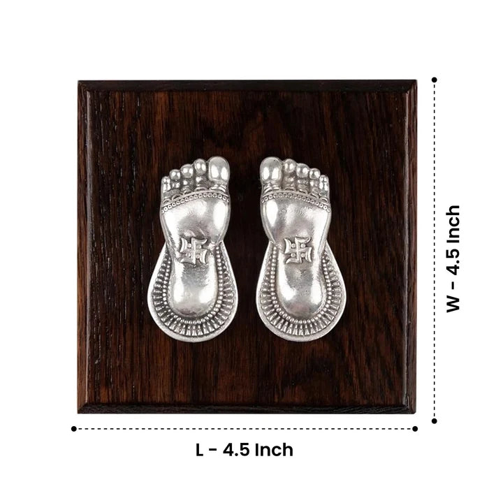 Laxmi Charan Paduka with Wooden Base 999 Silver Artarium