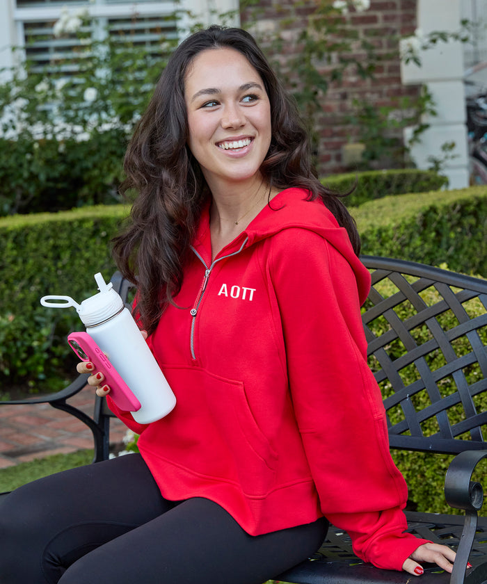 LIMITED EDITION Alpha Omicron Pi lululemon Scuba Oversized Half-Zip Hoodie - True Red