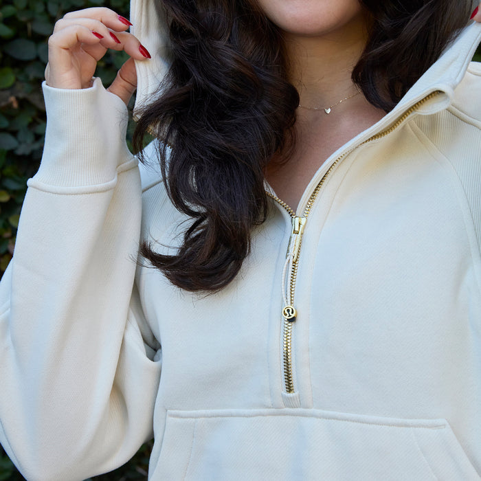 LIMITED EDITION Omega Phi Alpha lululemon Scuba Oversized Half-Zip Hoodie - Ivory & Gold