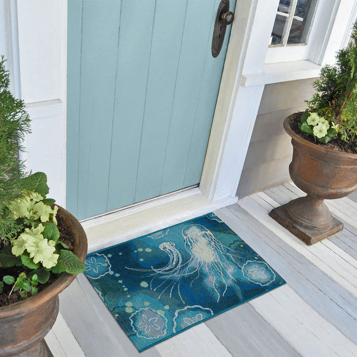 Liora Manne Esencia Jelly Fish Indoor Outdoor Mat Bloom