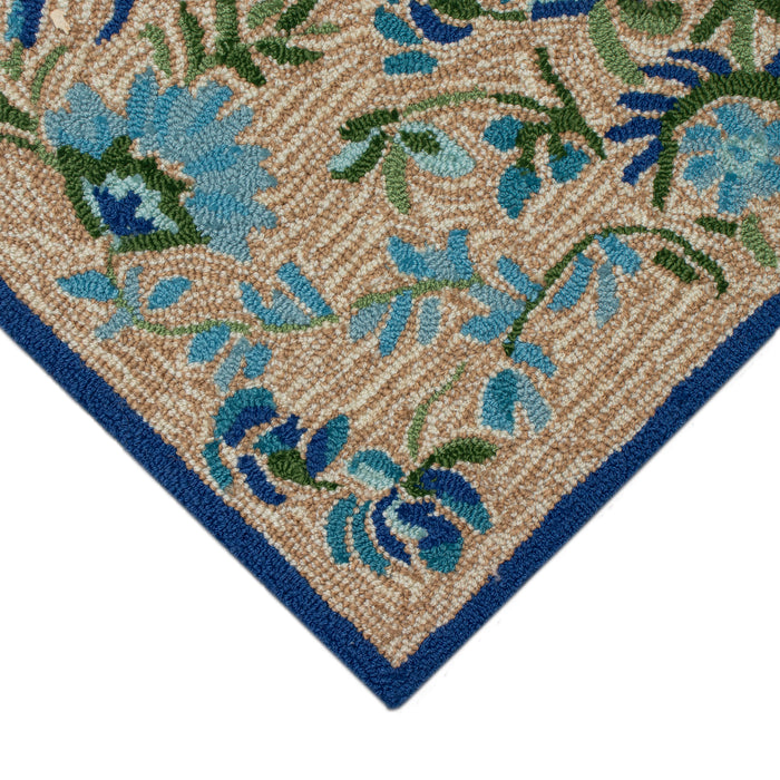 Liora Manne Frontporch Flora Bee Indoor Outdoor Rug Blue/Natural