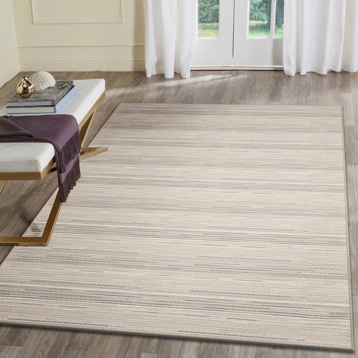 Liora Manne Miranda Tweed Stripe Indoor Outdoor Area Rug Silver/Brown