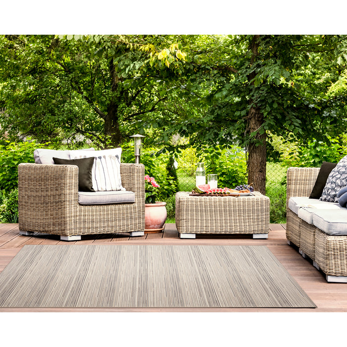 Liora Manne Miranda Tweed Stripe Indoor Outdoor Area Rug Silver/Brown