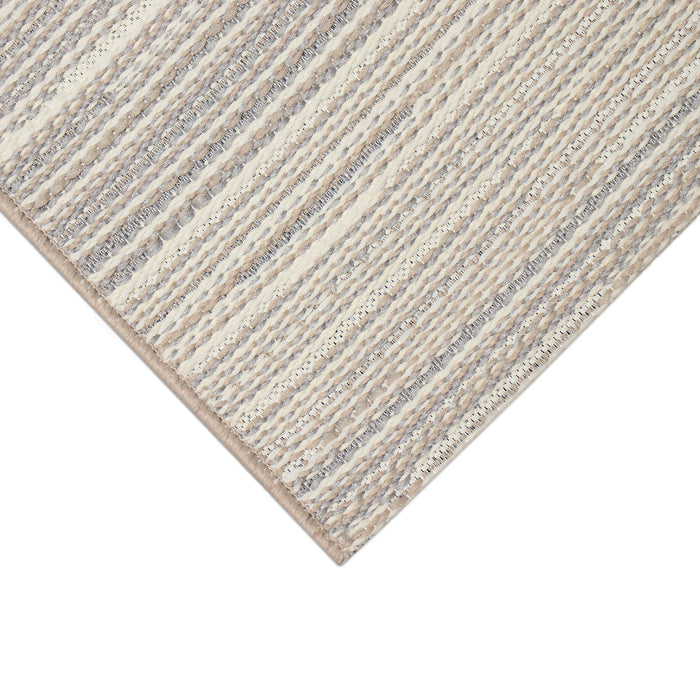 Liora Manne Miranda Tweed Stripe Indoor Outdoor Area Rug Silver/Brown