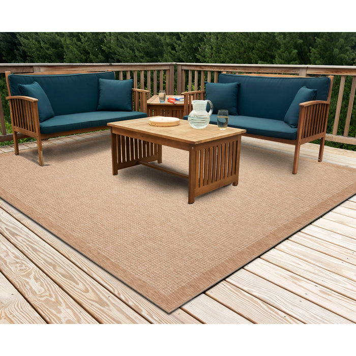Liora Manne Sahara Texture Border Indoor Outdoor Area Rug Ivory