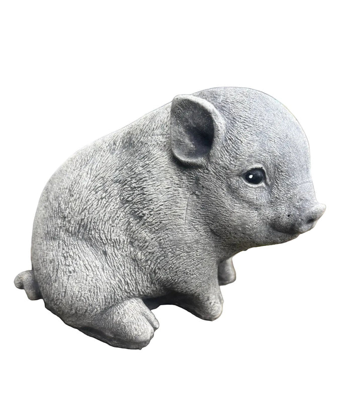 22nice4me Garden Statues hand-painted concrete piglet ornament with realistic textured grey finish