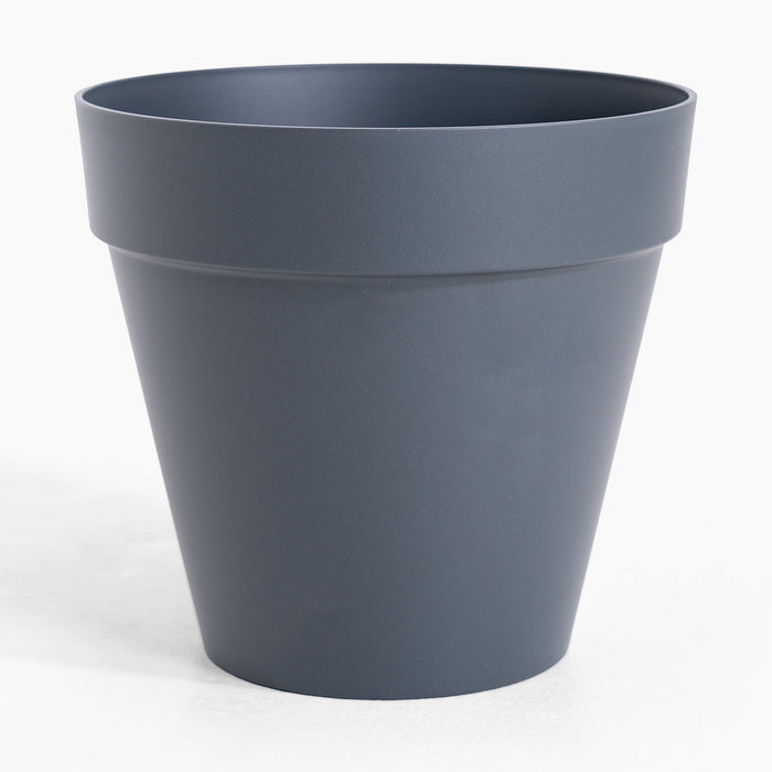 Gray plant pot on a white background