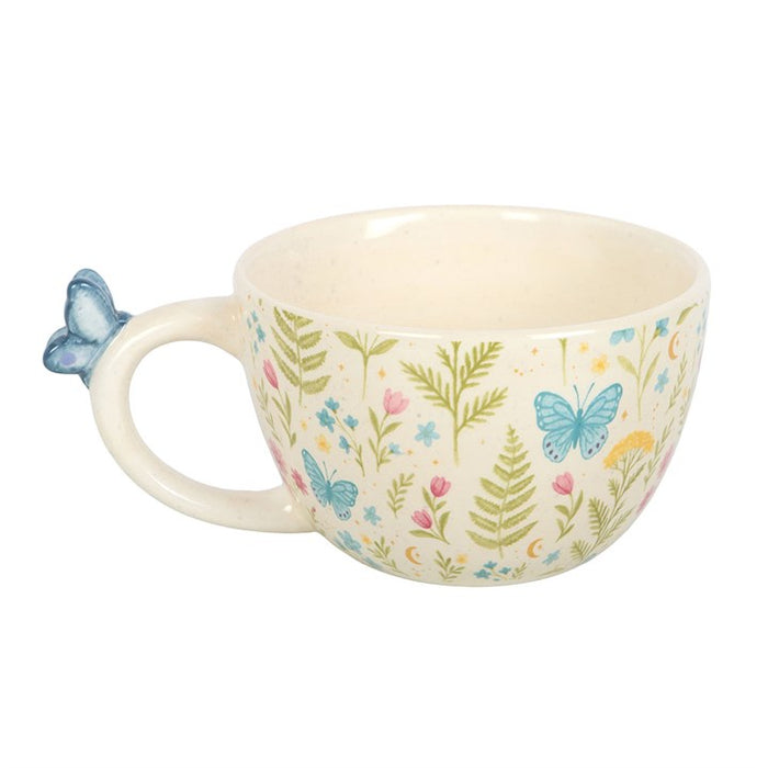 Luna Bloom Floral Print Mug with Butterfly