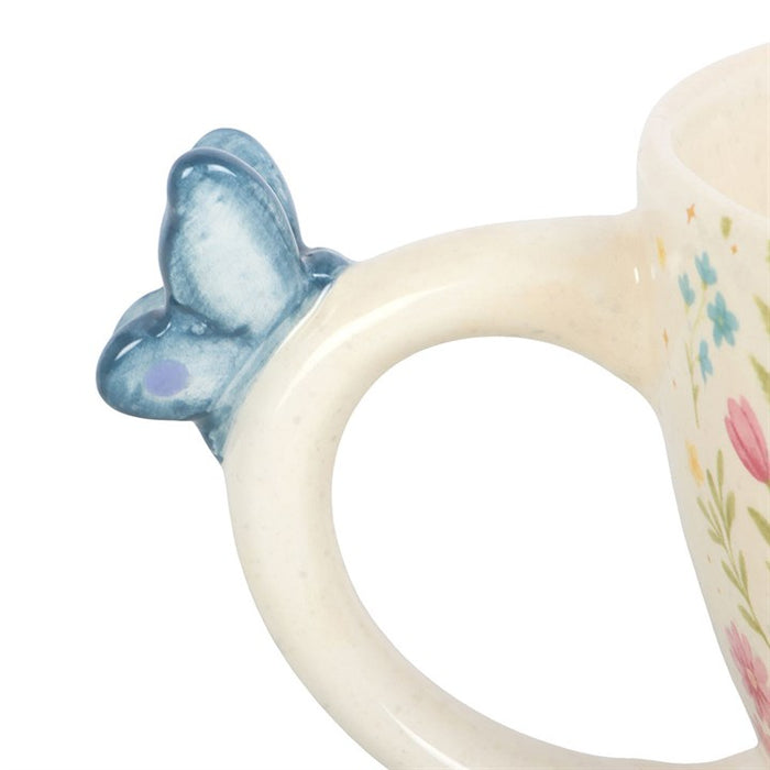 Luna Bloom Floral Print Mug with Butterfly