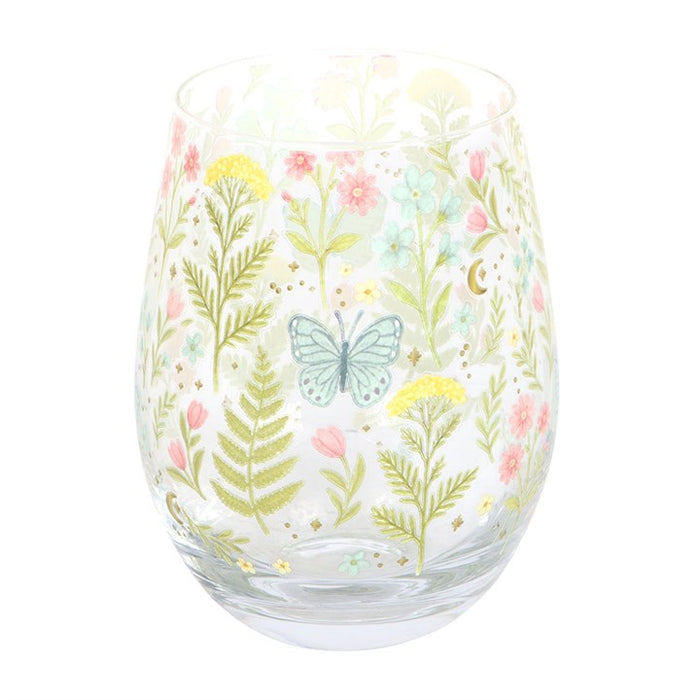 Luna Bloom Floral Print Stemless Glass