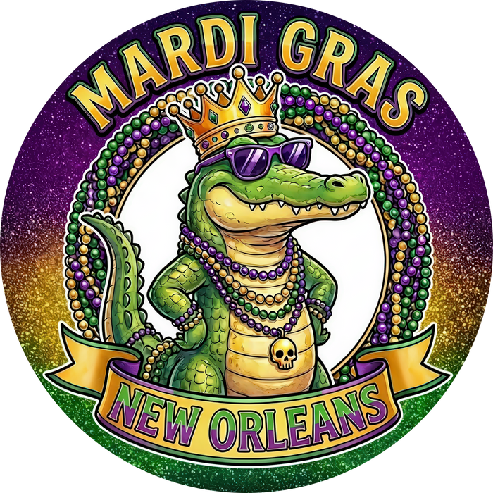 M02  Mardi Gras Sign, Wreath Attachment, Wreath Center