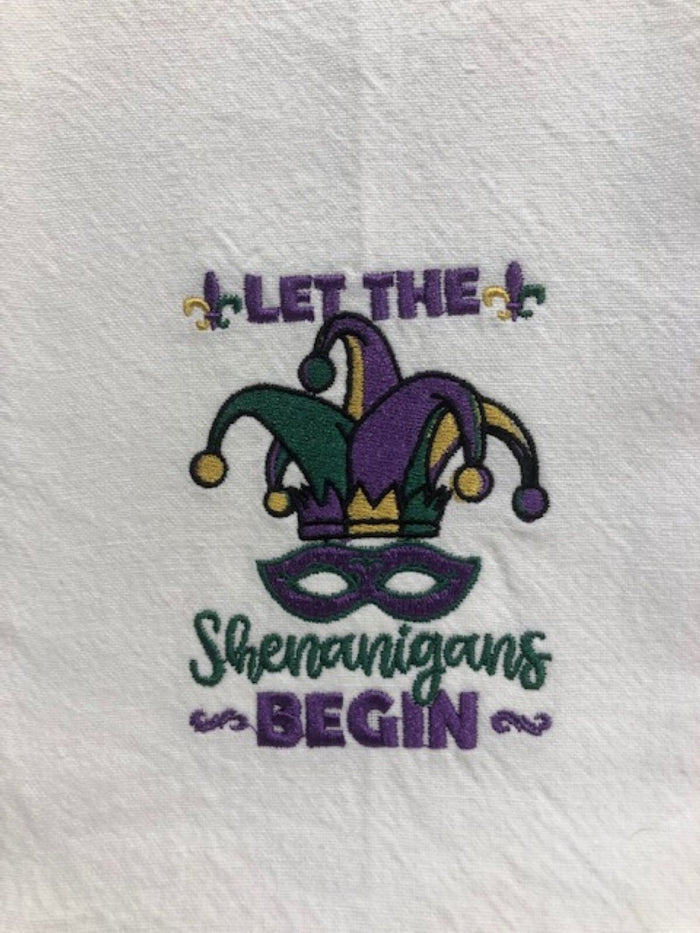 Mardi Gras Kitchen Tea Towel Let Shenanigan's Begin