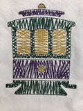 Mardi Gras New Orleans Streetcar Kitchen Tea Towel, Mardi Gras tea towel, embroidered
