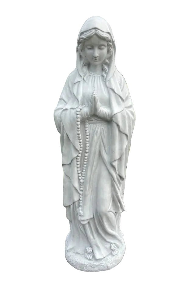 22nice4me Garden Statues resin Blessed Virgin Mary statue with prayer beads for outdoor garden decor.
