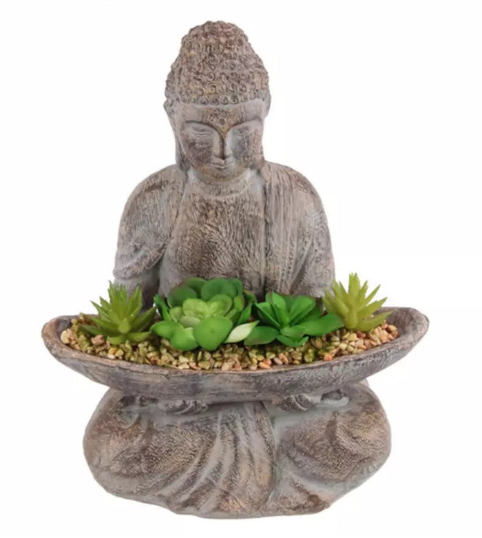 Meditating Buddha Holding Succlents Statue Ornament Figurine Home Decor 33CM