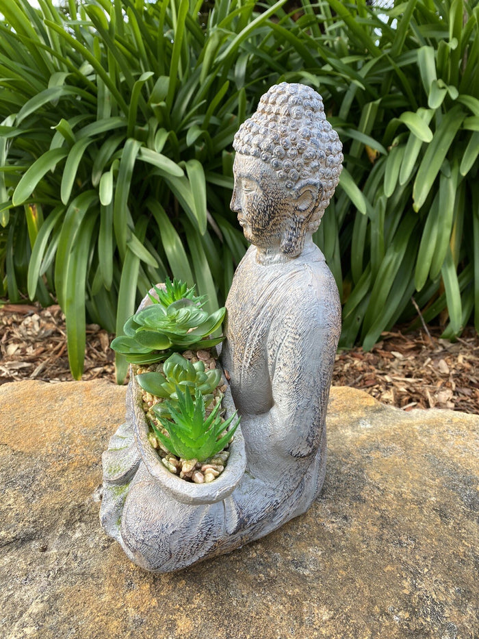 Meditating Buddha Holding Succlents Statue Ornament Figurine Home Decor 33CM