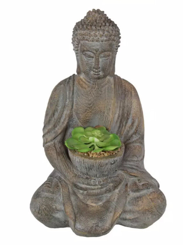 Meditating Buddha Holding Succulent Statue Ornament Figurine Home Décor 38CM
