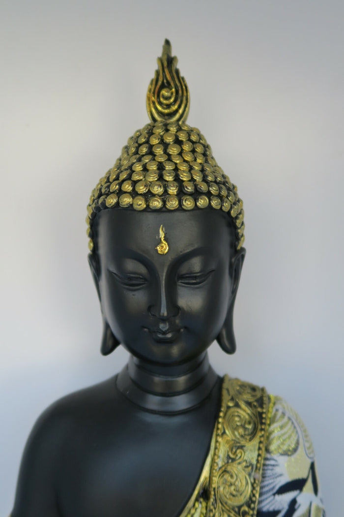 Meditating Thai Buddha In a Blue Gold Robe Statue Ornament Figurine Home Decor