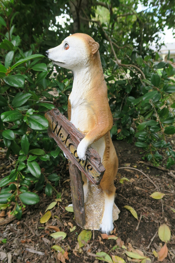 MEERKAT STATUE WELCOME GARDEN ANIMAL GARDEN ORNAMENT SCULPTURE HOME DECOR