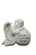 ❤️ Memorial Cemetery Inspirational Cherub On A Ball Statue Plaque 14 cm❤️