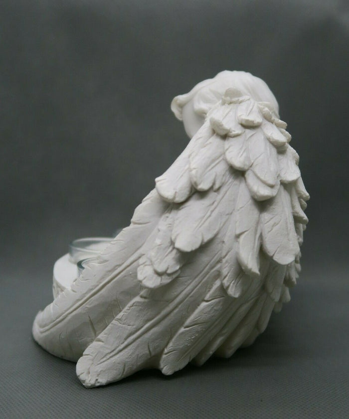 Memorial Praying Cherub Angel With 3 Tealight Tea Light Candle Holder Gift