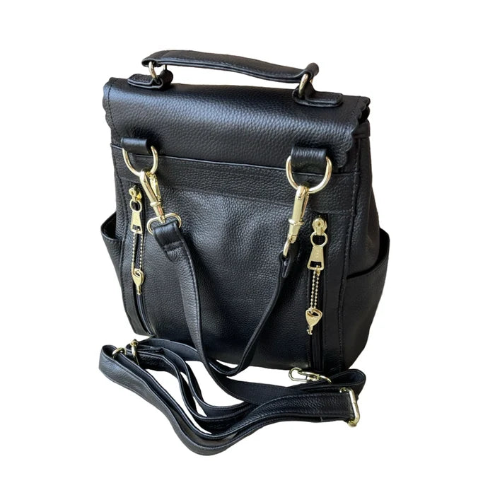 Meribella Convertible Leather Backpack Crossbody