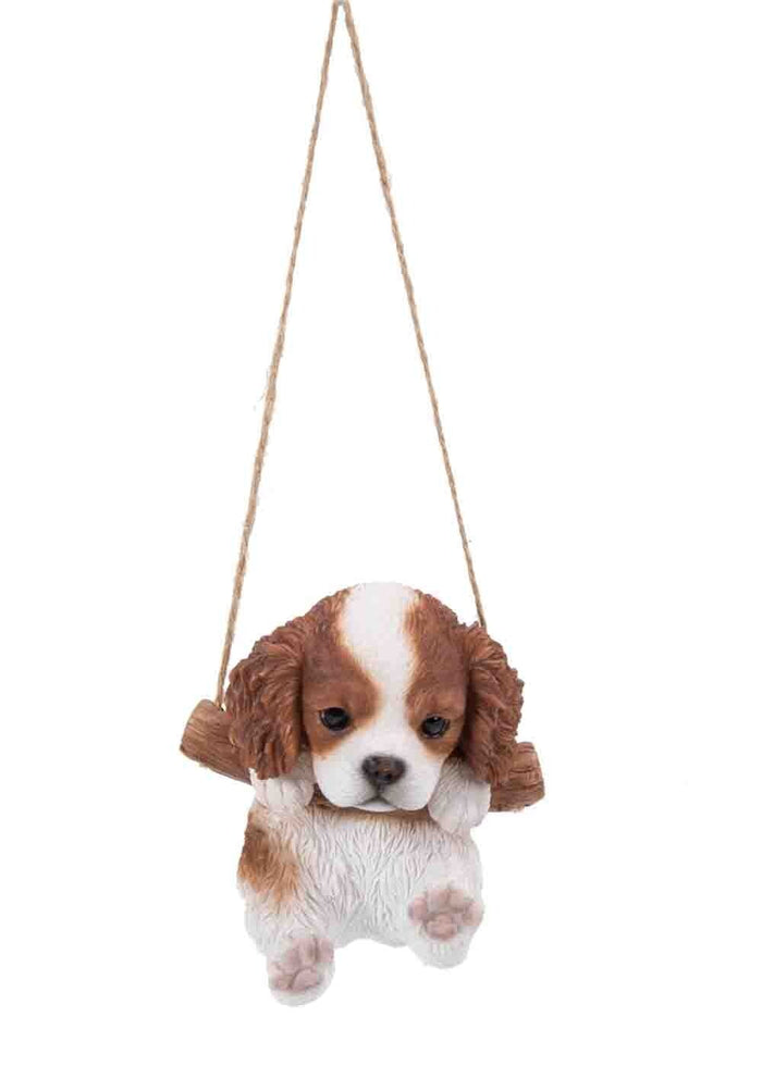 MINI CAVALIER DOG HANGING ANIMAL GARDEN MEMOERIAL STATUE ORNAMENT FIGURINE GIFT