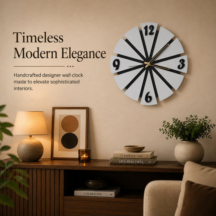 Modern Sunburst Wooden Wall Clock